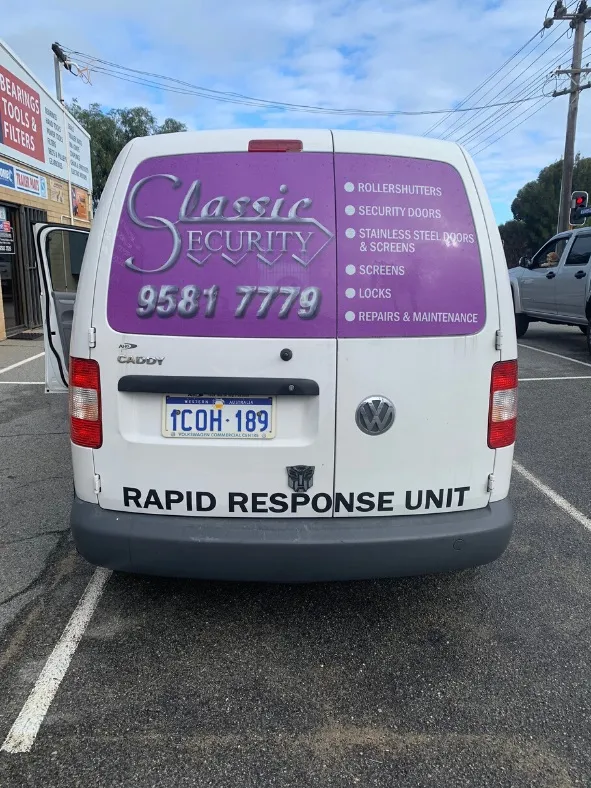 Classic Security service van on a job — Classic Security Mandurah